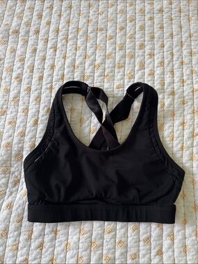 Black Cross-Back fabletics Sports Bra